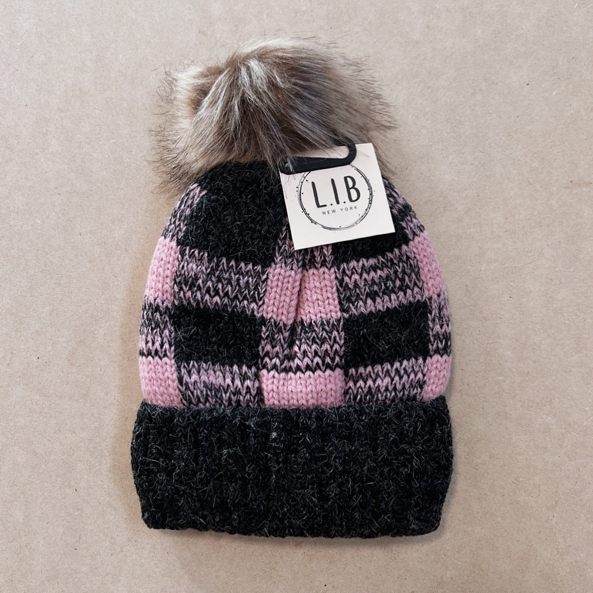 Pink Buffalo Plaid Beanie