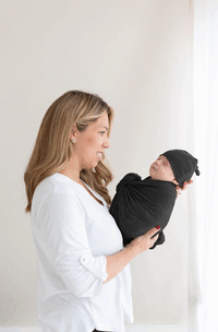 Black Swaddle Blanket and Hat Set