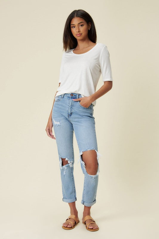 Carly Distressed Mom Jeans