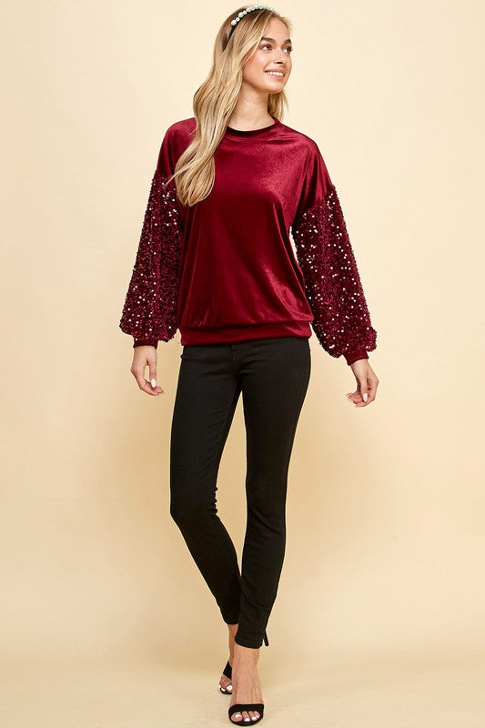 Noel Velvet Top- Wine