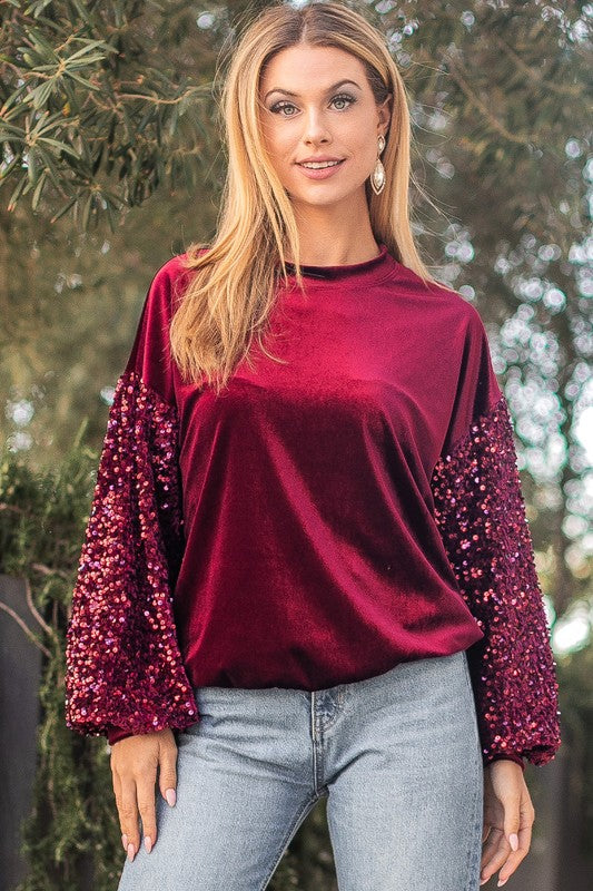 Noel Velvet Top- Wine