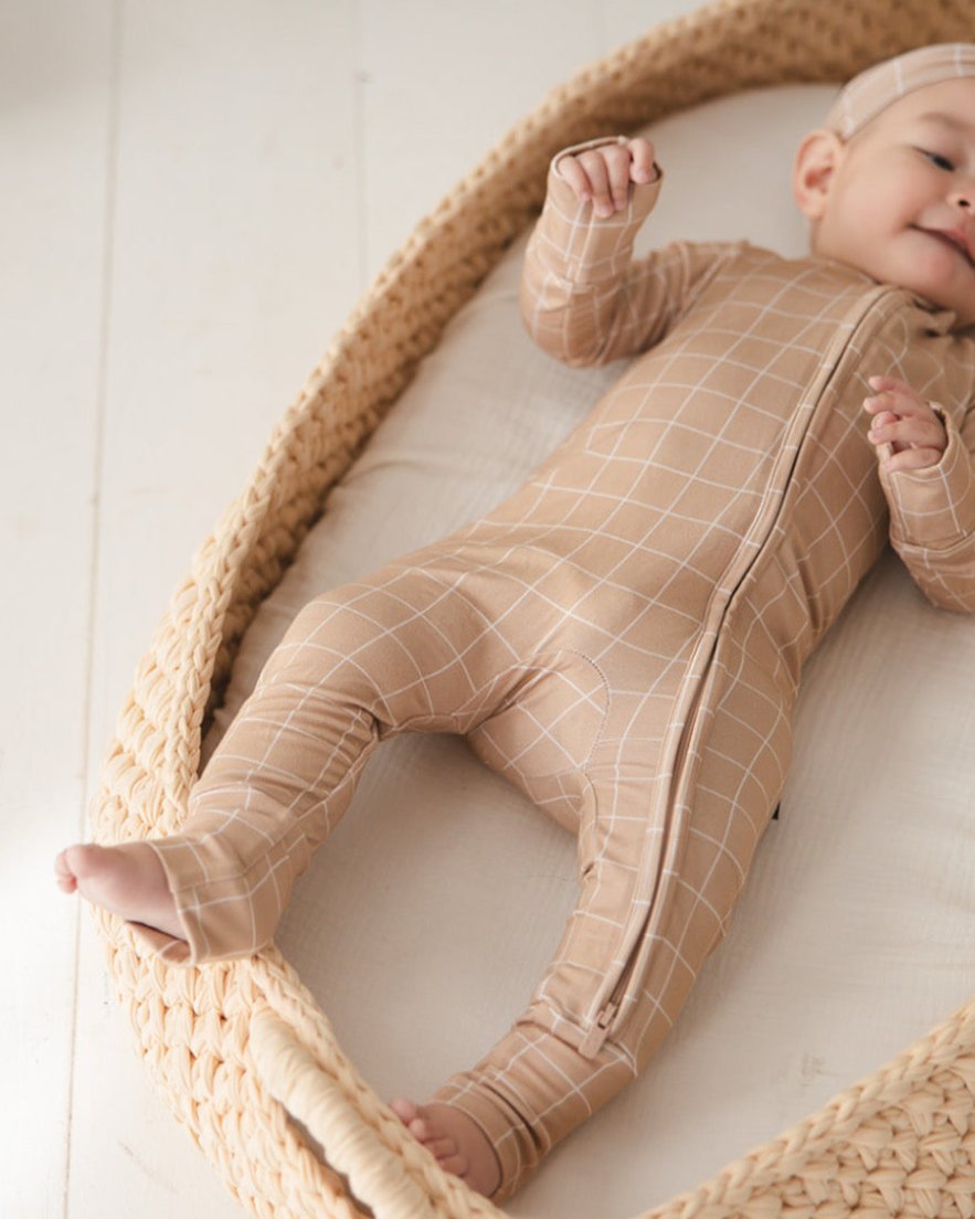 Cinnamon Cider Grid Zip Romper