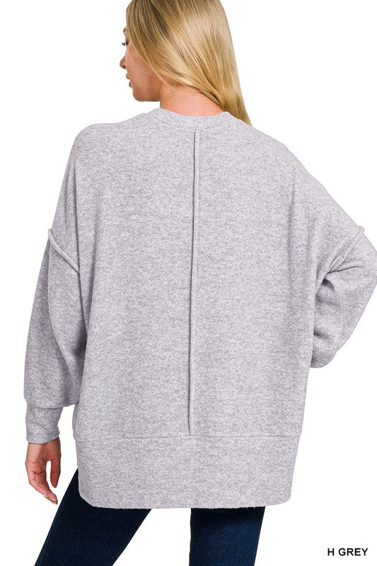 Arden Oversized Sweater- Heather Gray (Size L/XL)