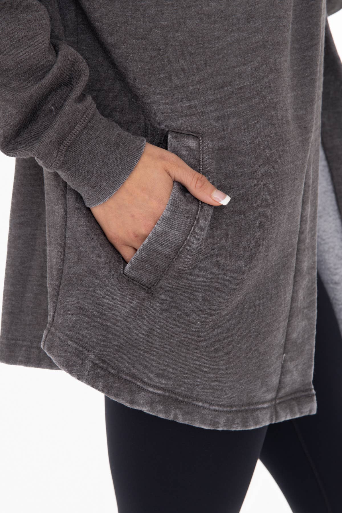 Everyday Flow Fleece Hooded Cardigan- Black