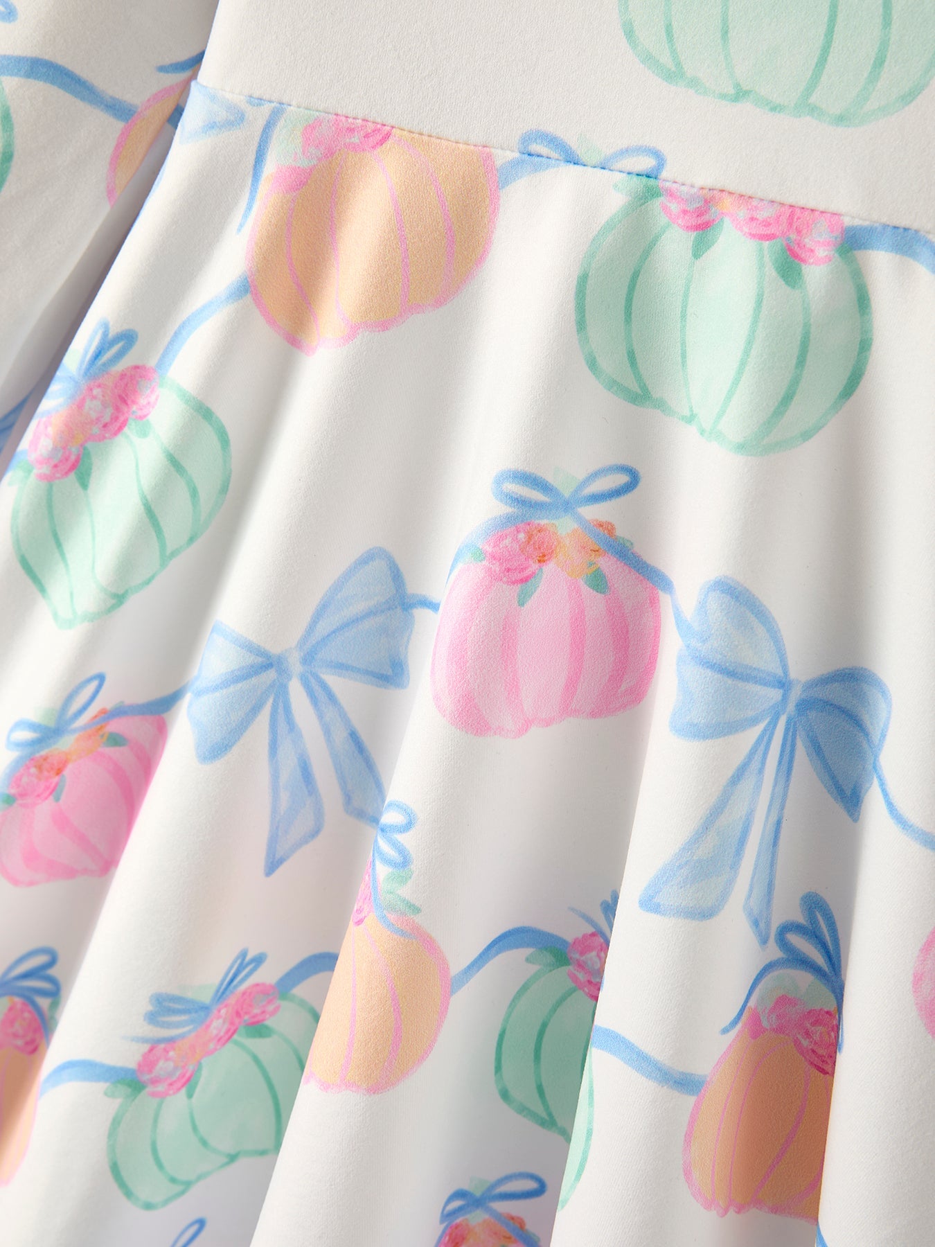 Pastel Pumpkins & Bows Long Sleeve Dress