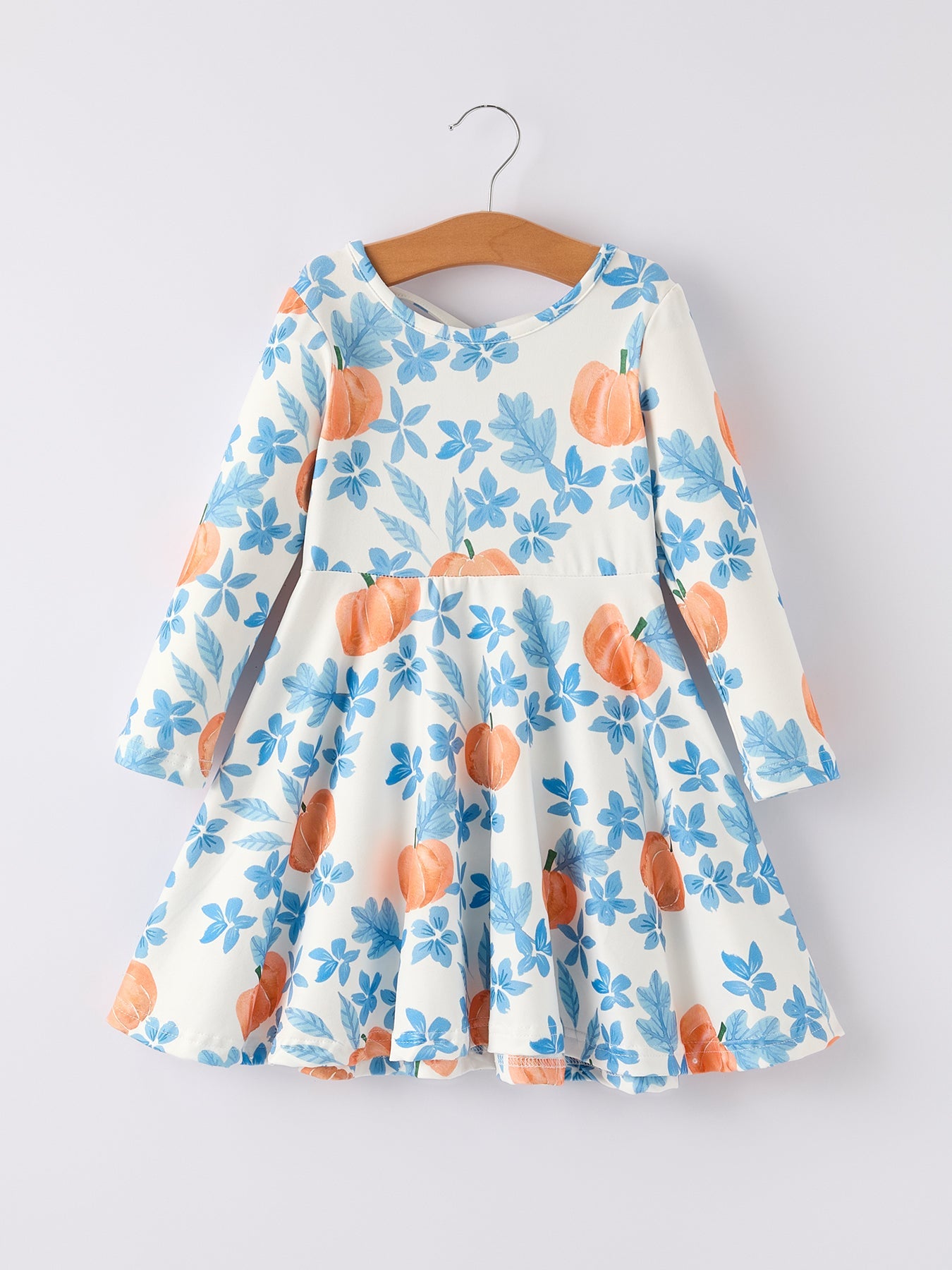 Floral Pumpkin Print Long Sleeve Dress