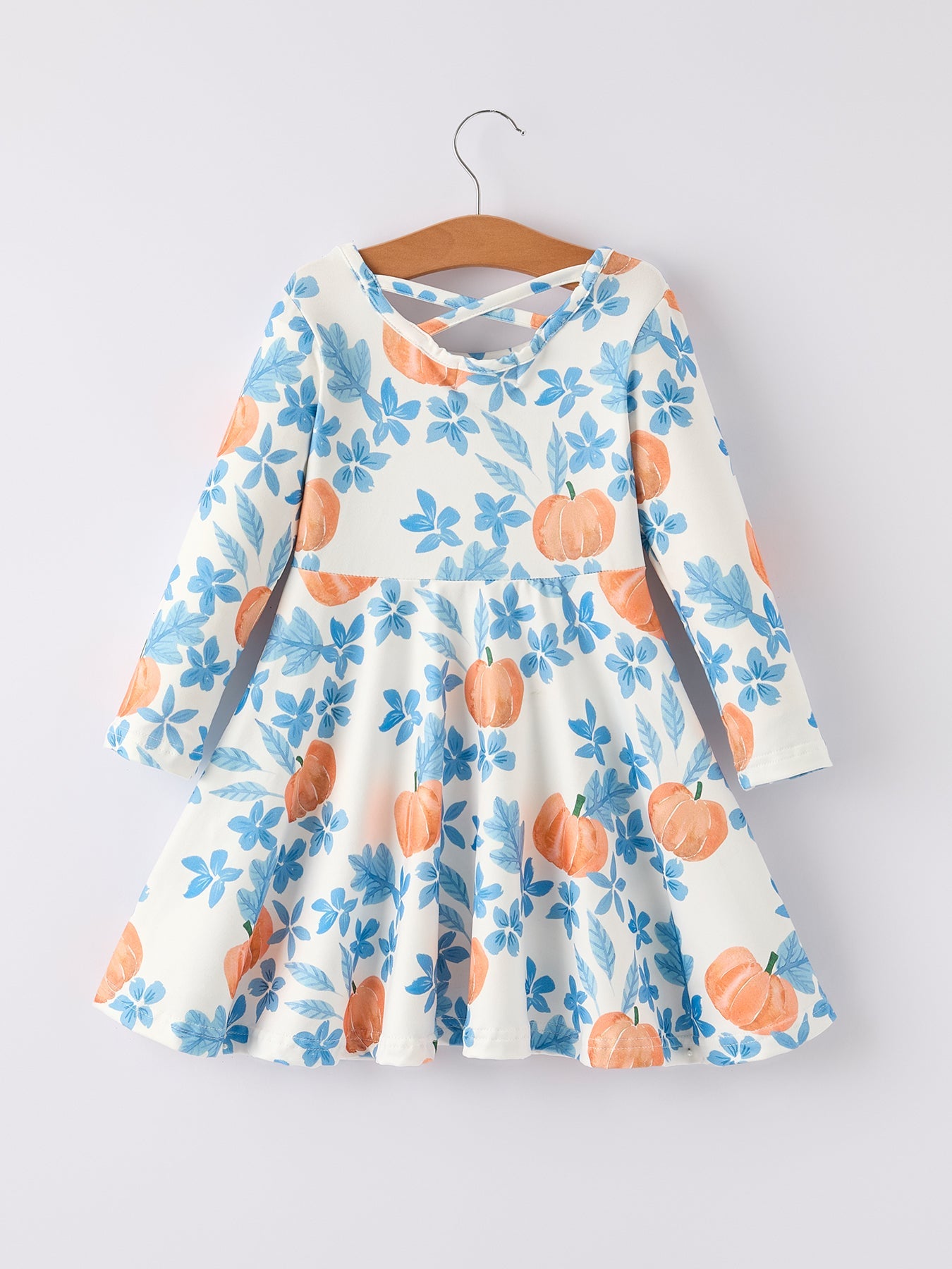 Floral Pumpkin Print Long Sleeve Dress