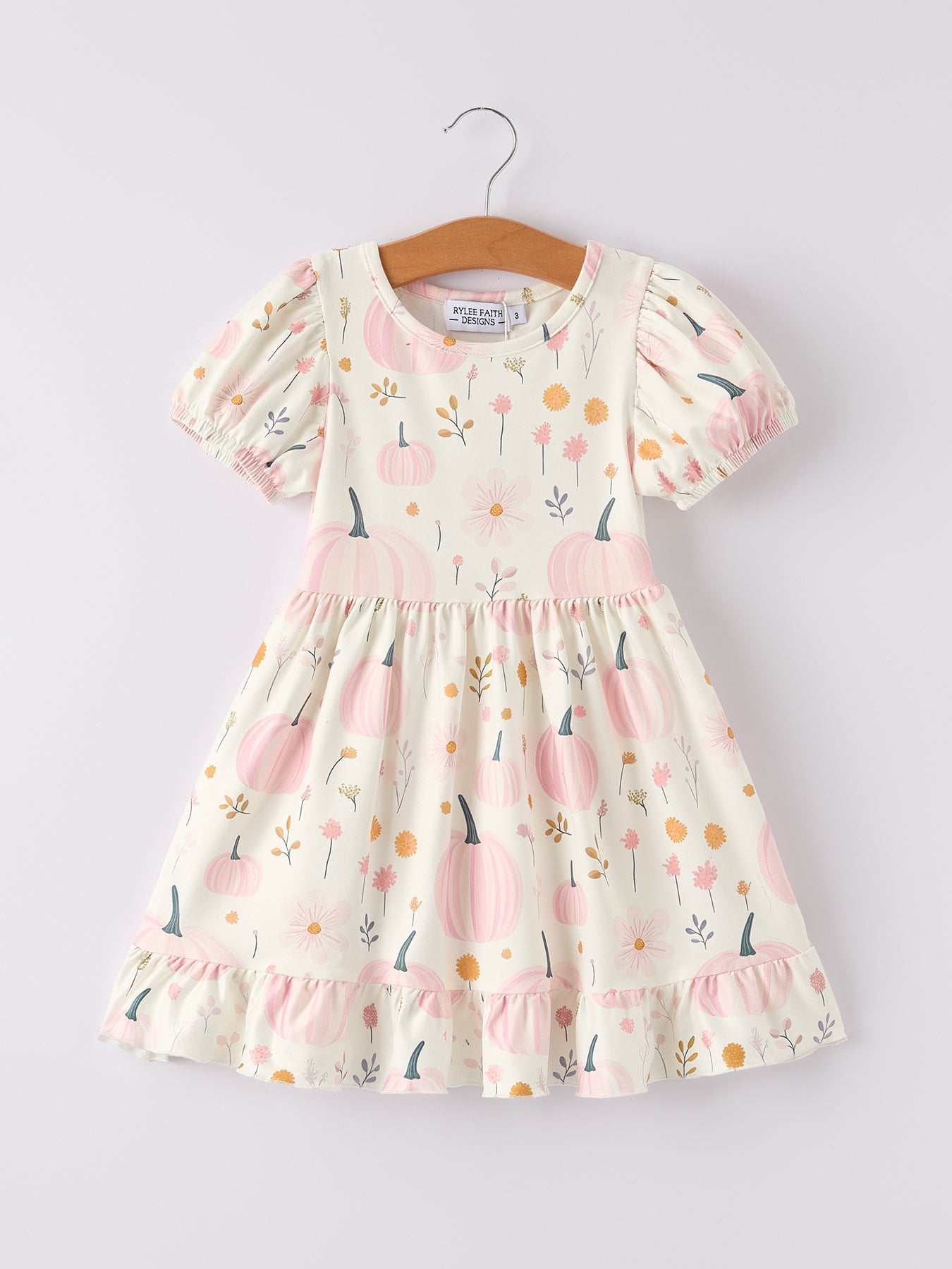 Pink Pumpkin Print Girls Dress