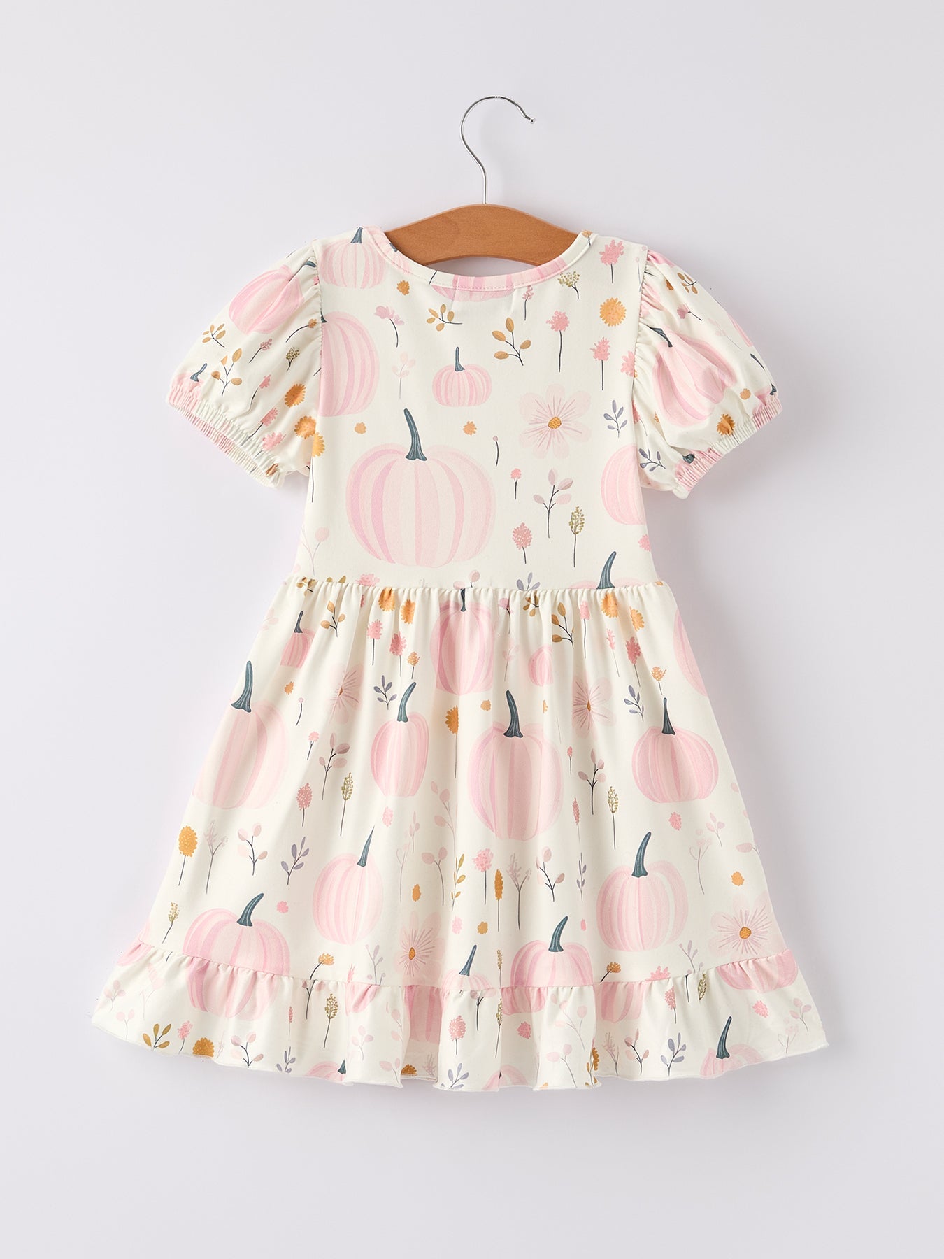 Pink Pumpkin Print Girls Dress