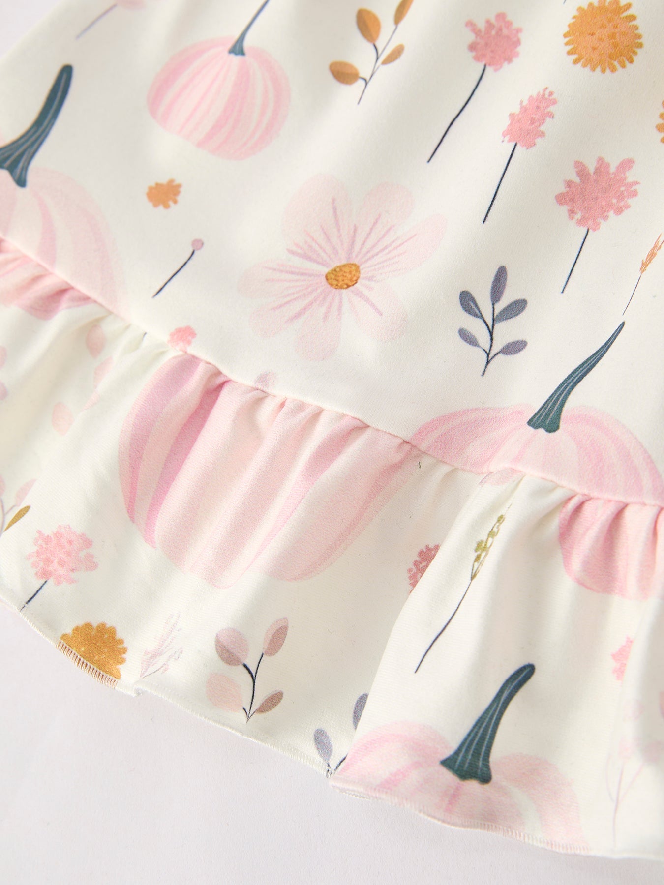 Pink Pumpkin Print Girls Dress