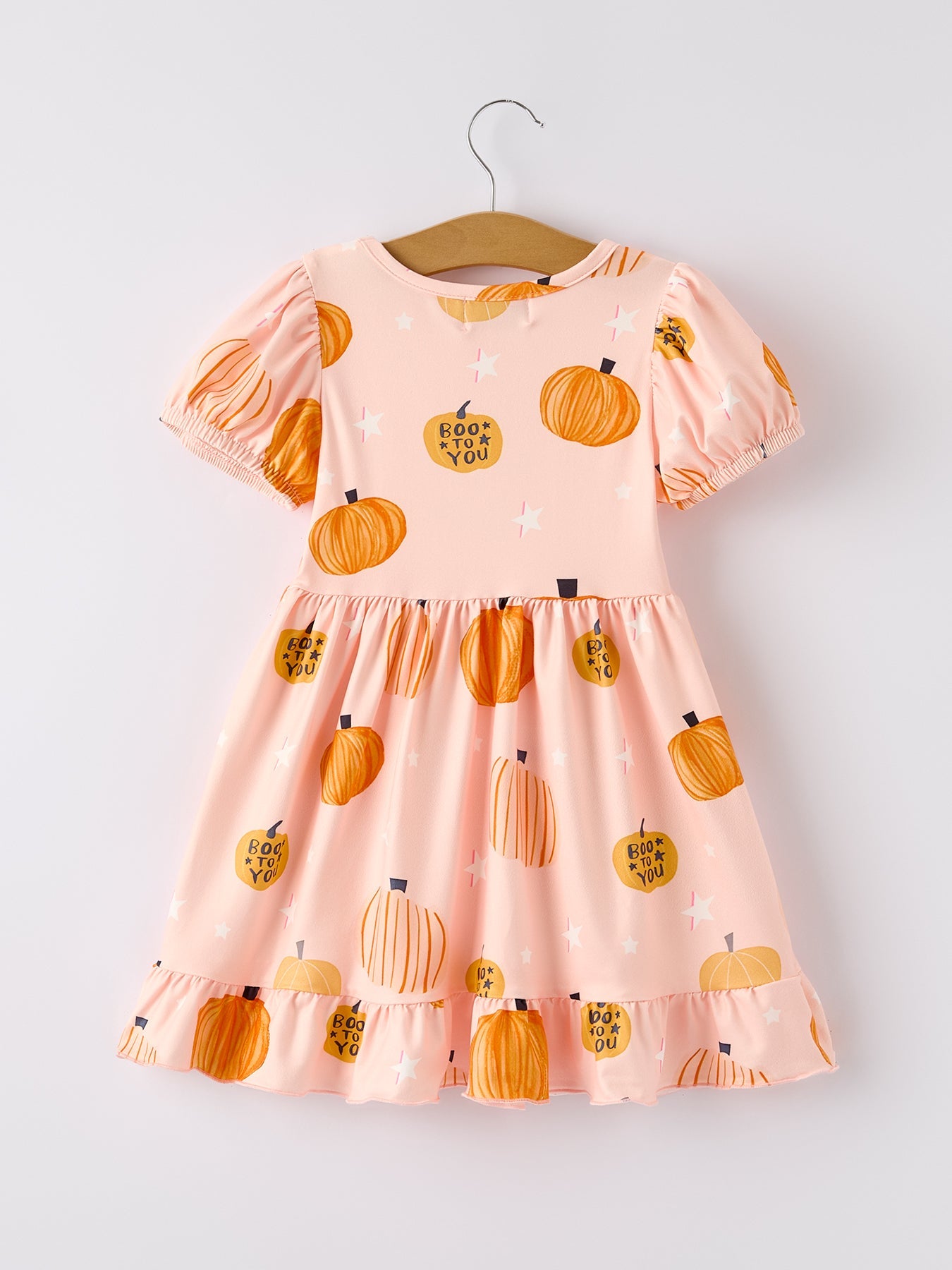 Fun Pumpkin Short Sleeve Girls Dress