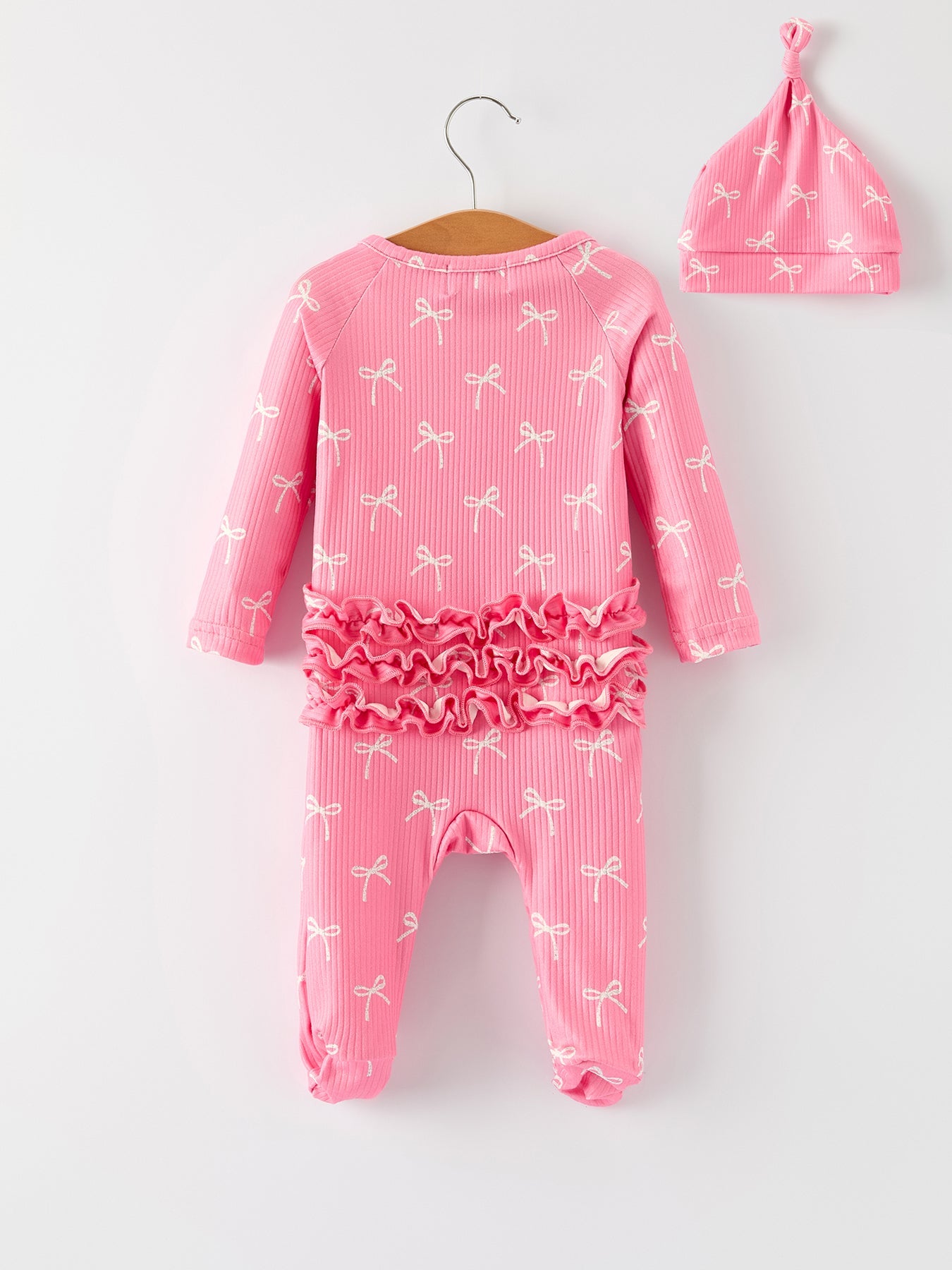 Tiny Bows Pink Zippy Romper with Hat