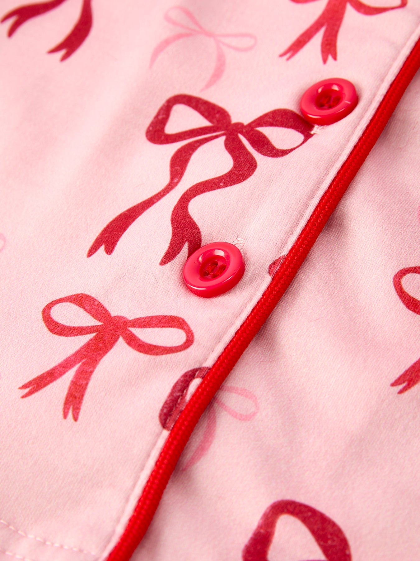 Christmas Bow Girls Pajama Set with Furry Trim