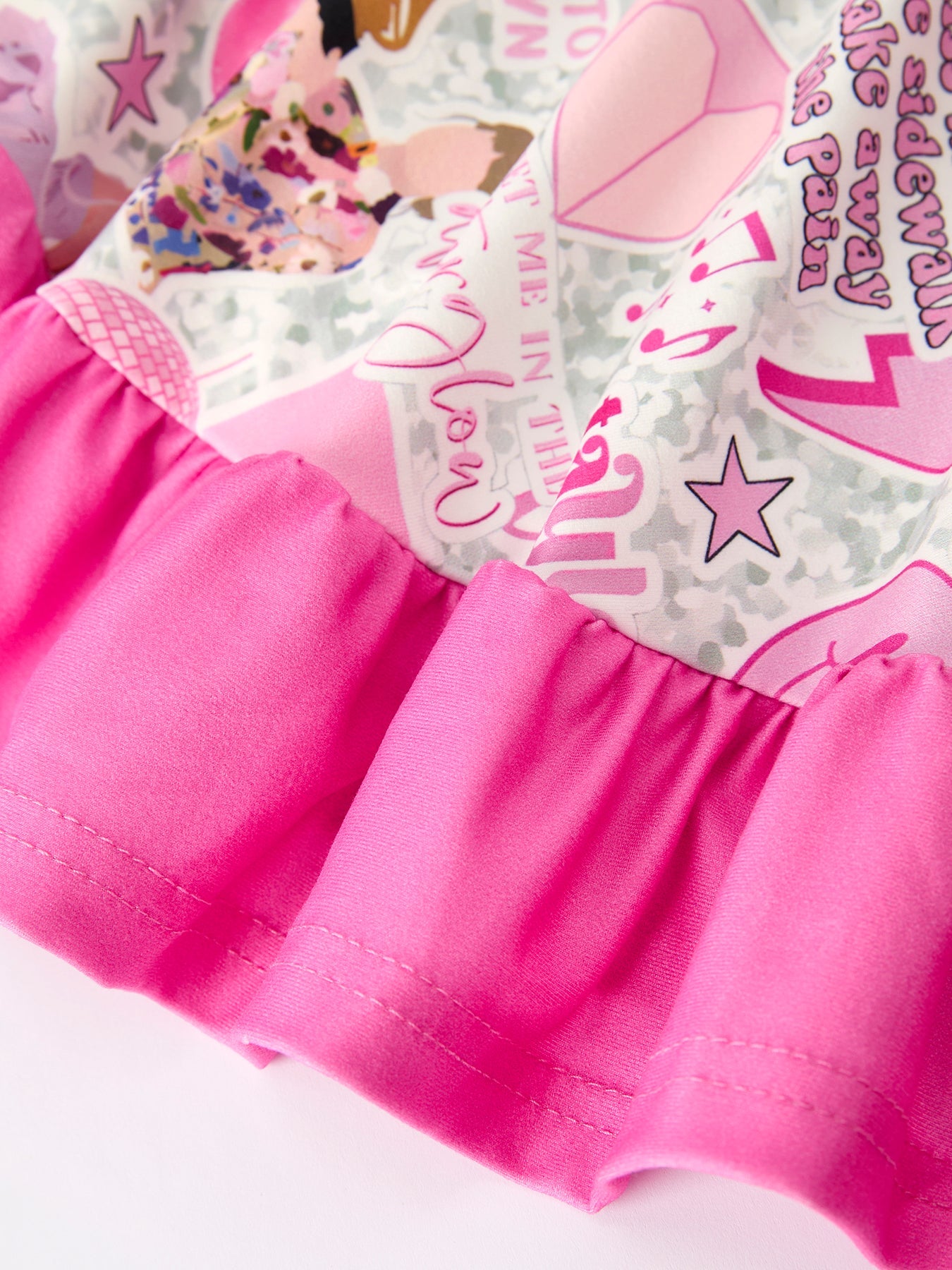Girls TS Print Ruffle Long Sleeve Dress