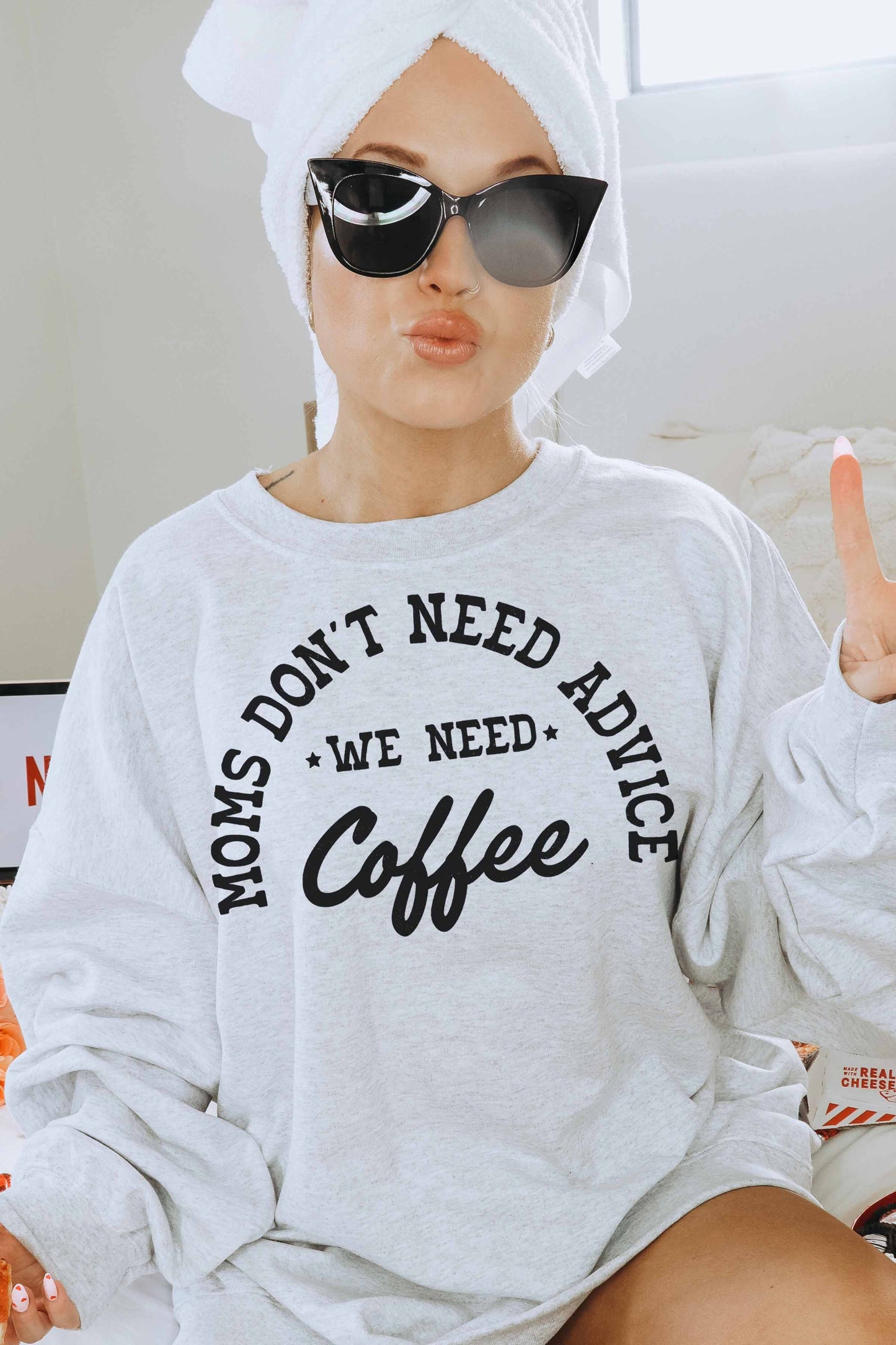Moms Need Coffee Crewneck Sweatshirt (Size M/L)