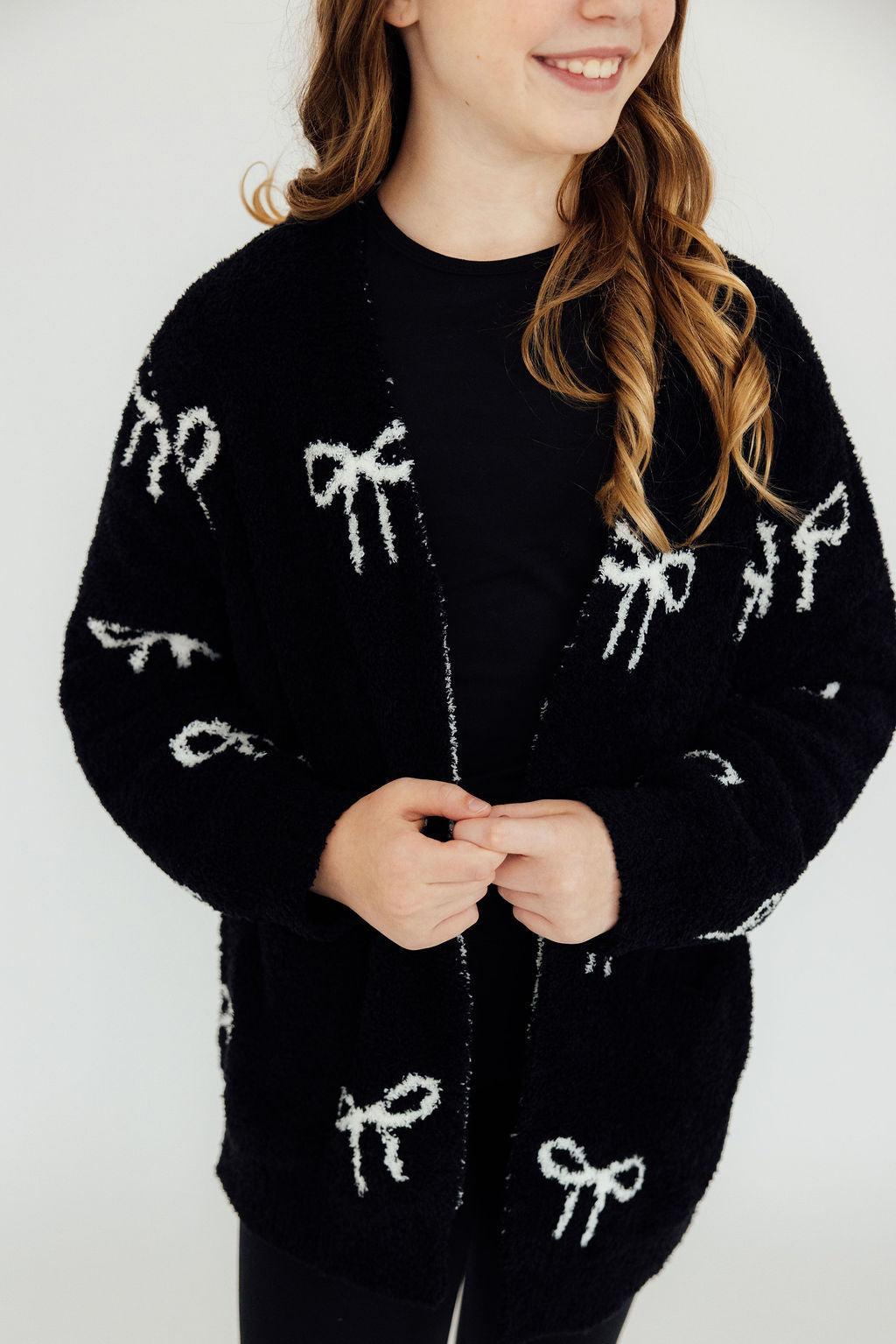 Black Bow Cozy Cardigan