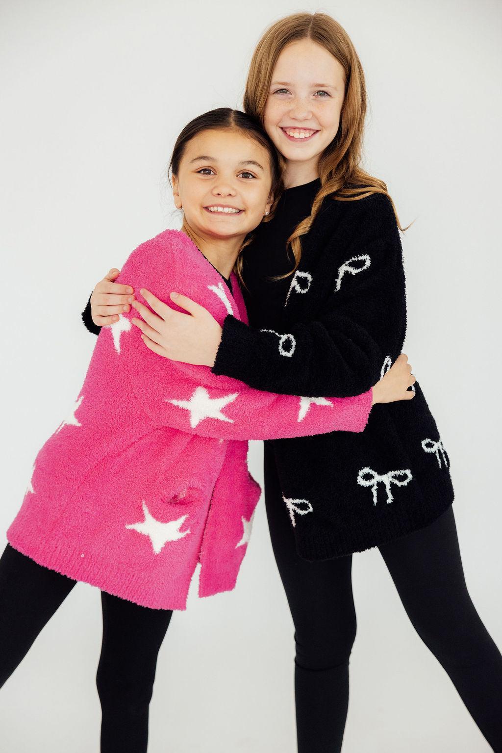 Bright Pink Star Cozy Cardigan