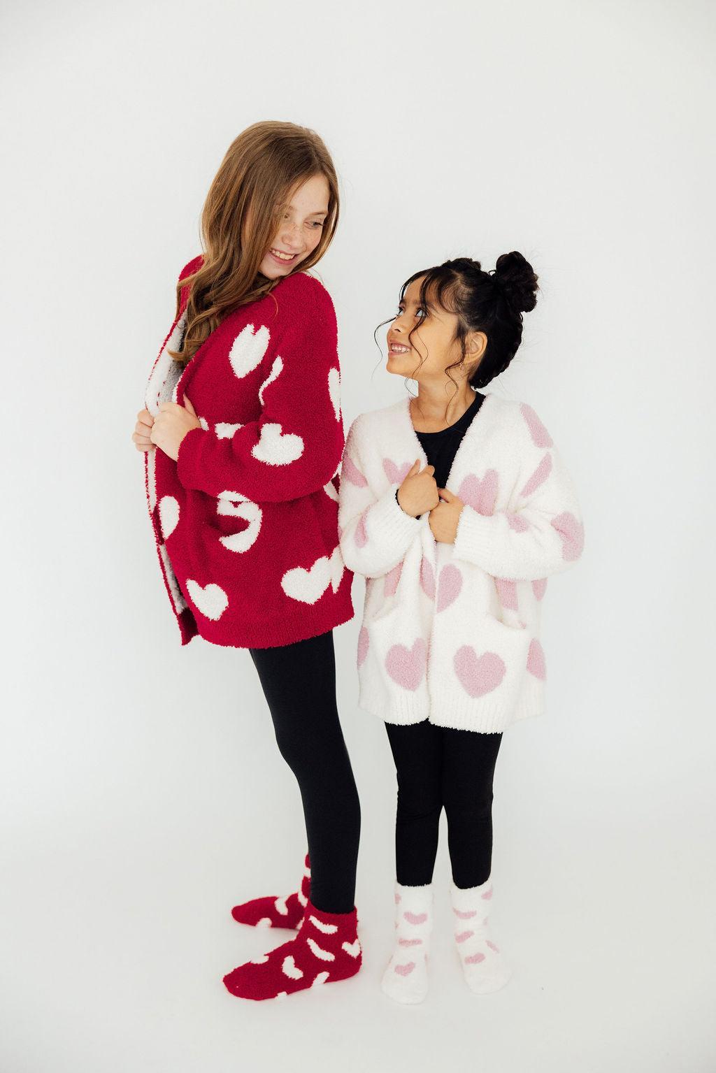 Light Pink Heart Cozy Cardigan