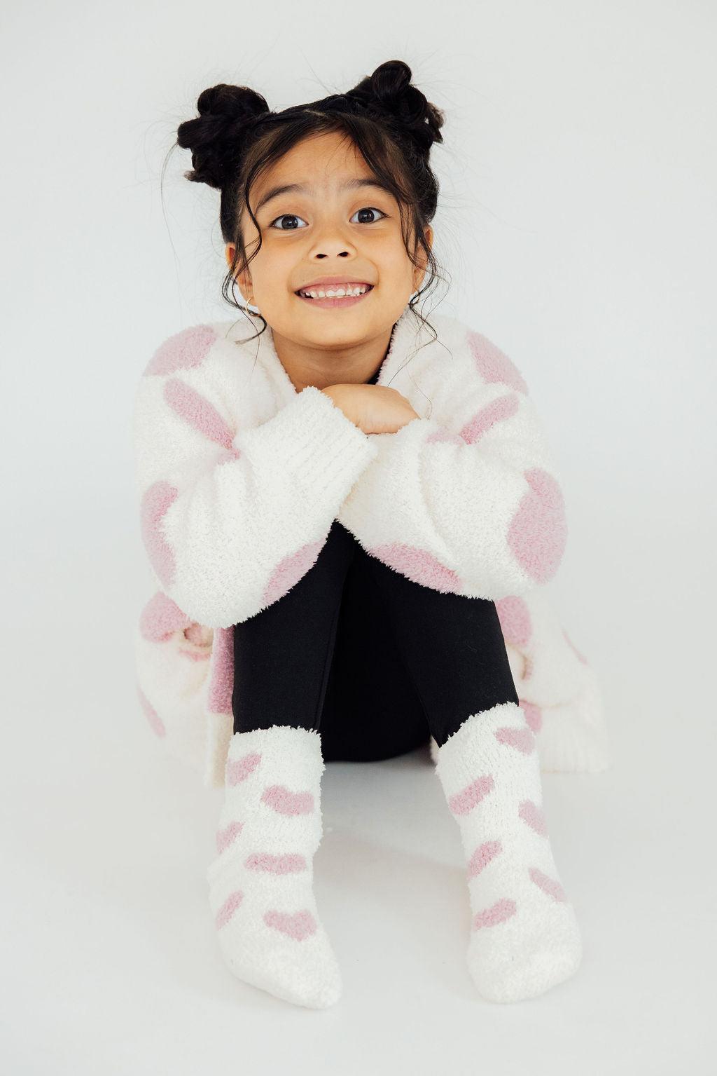 Light Pink Heart Cozy Cardigan