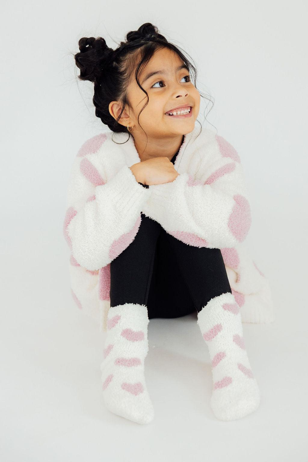Light Pink Heart Cozy Cardigan