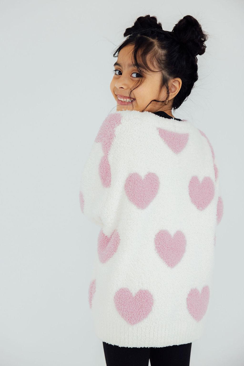 Light Pink Heart Cozy Cardigan