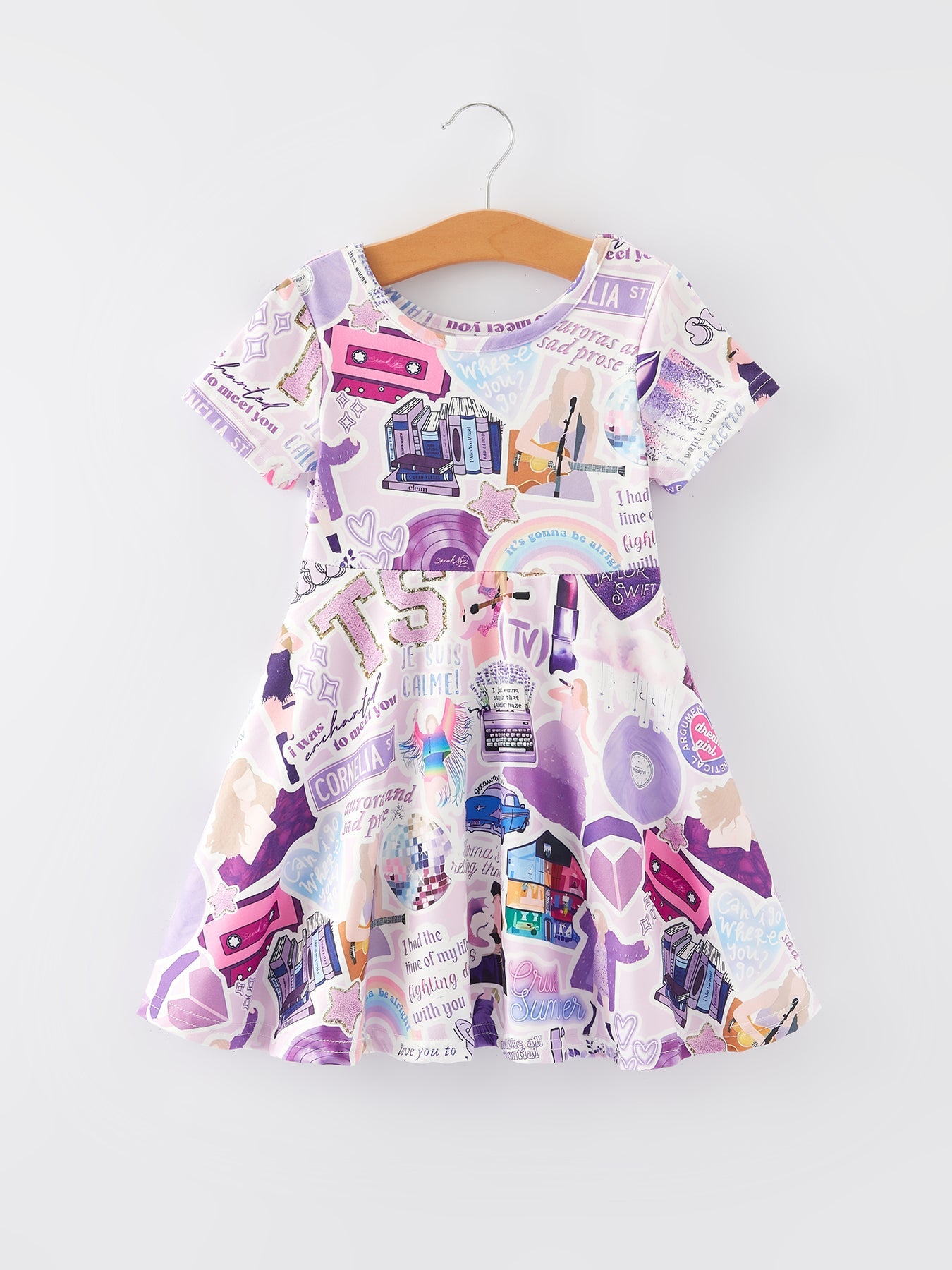 TS Print Lavender Girls Milk Silk Dress
