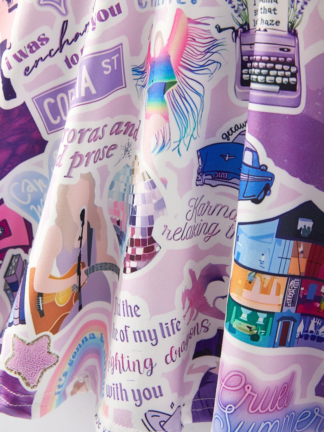 TS Print Lavender Girls Milk Silk Dress