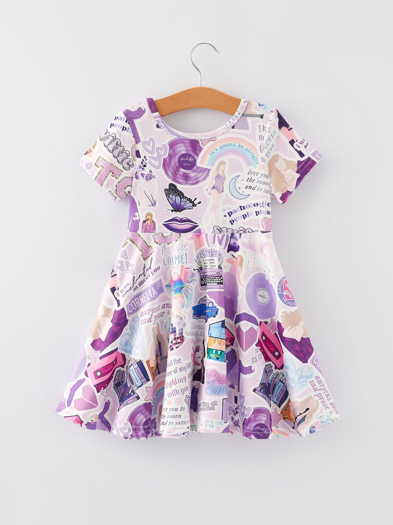 TS Print Lavender Girls Milk Silk Dress
