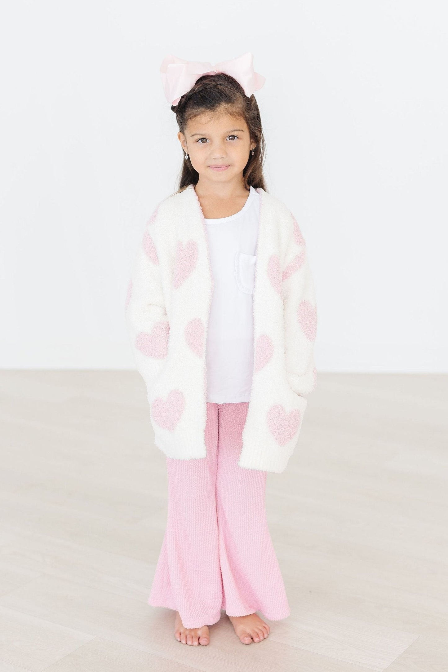 Light Pink Heart Cozy Cardigan