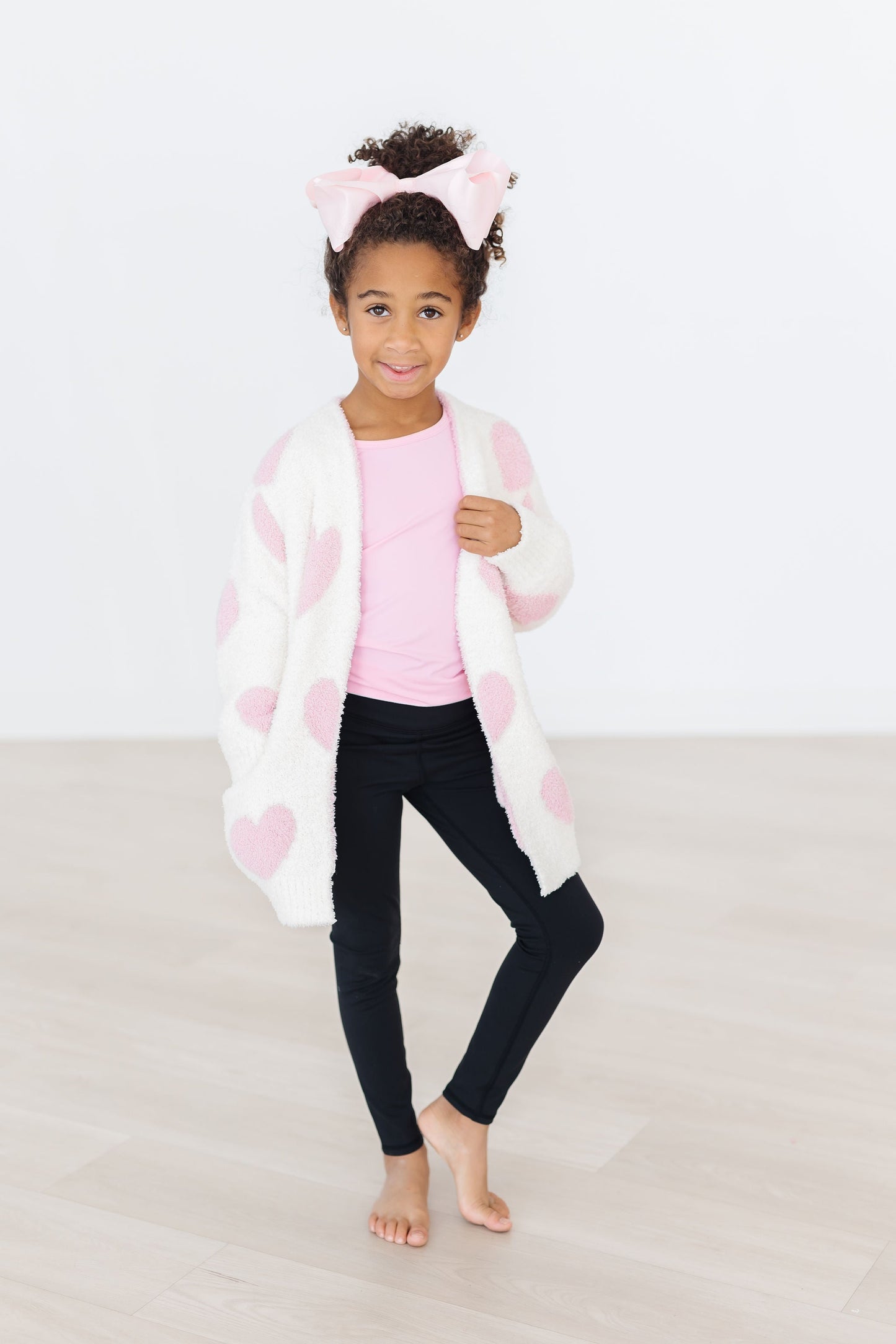 Light Pink Heart Cozy Cardigan