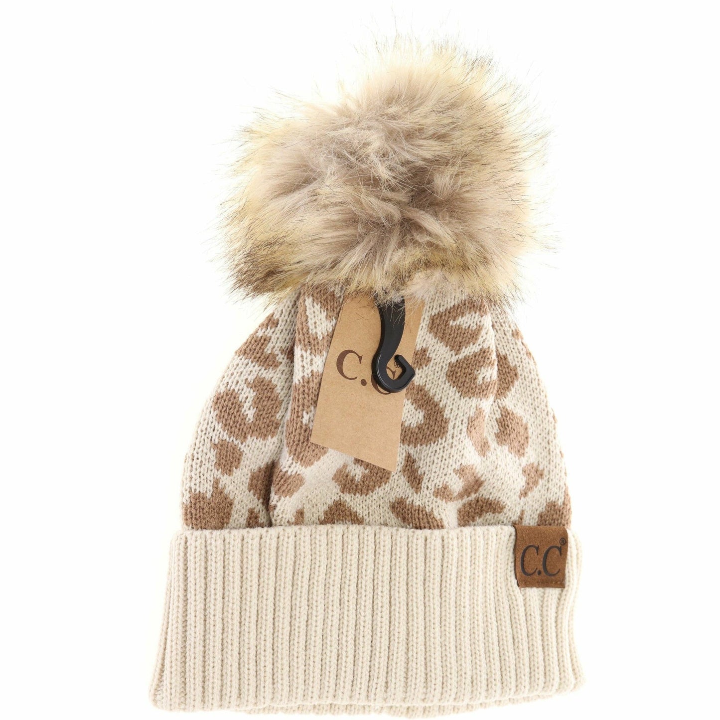 Snow Leopard Pom Beanie