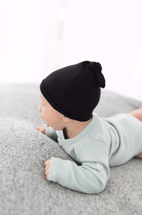 Black Swaddle Blanket and Hat Set