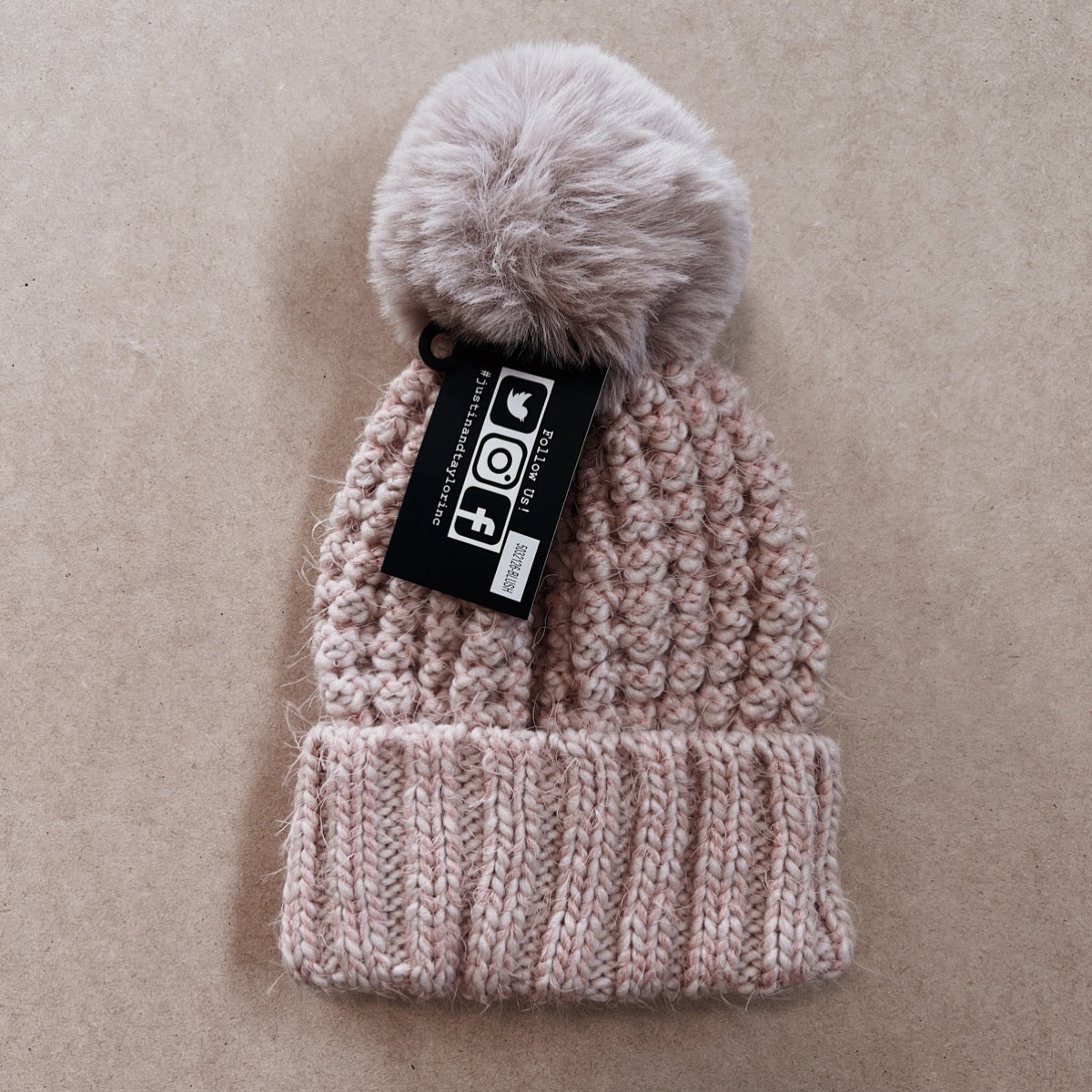 Pink Knit pom beanie