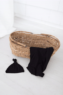 Black Swaddle Blanket and Hat Set