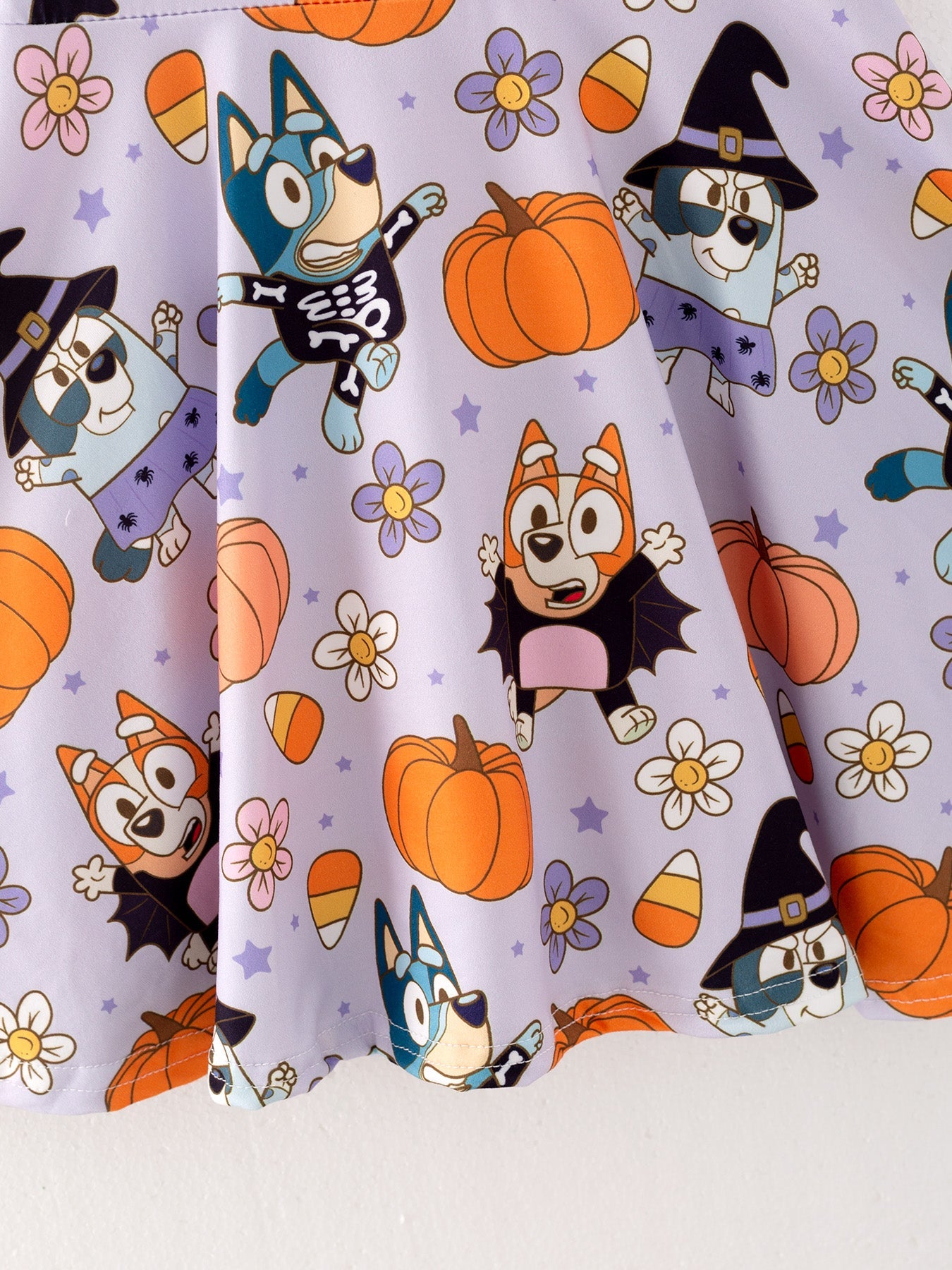Fall Halloween Cartoon Girls Pumpkin Print Milk Silk Dress