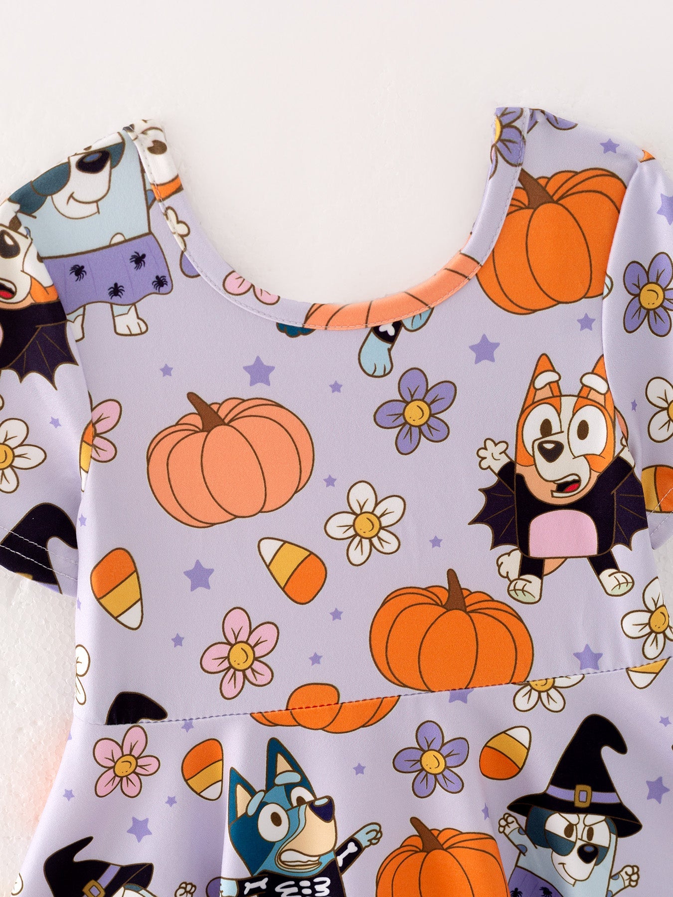 Fall Halloween Cartoon Girls Pumpkin Print Milk Silk Dress