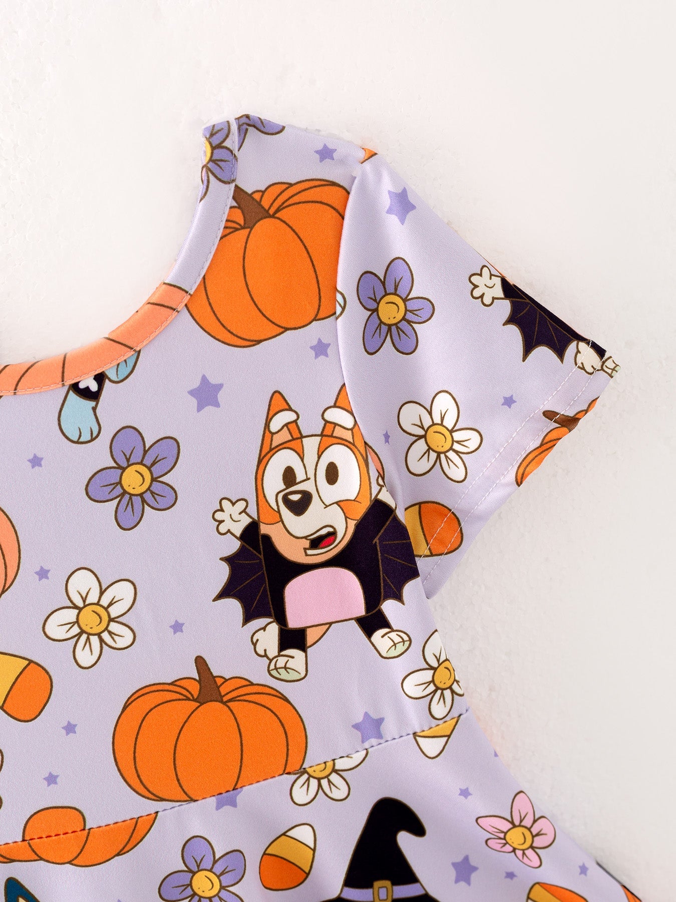 Fall Halloween Cartoon Girls Pumpkin Print Milk Silk Dress