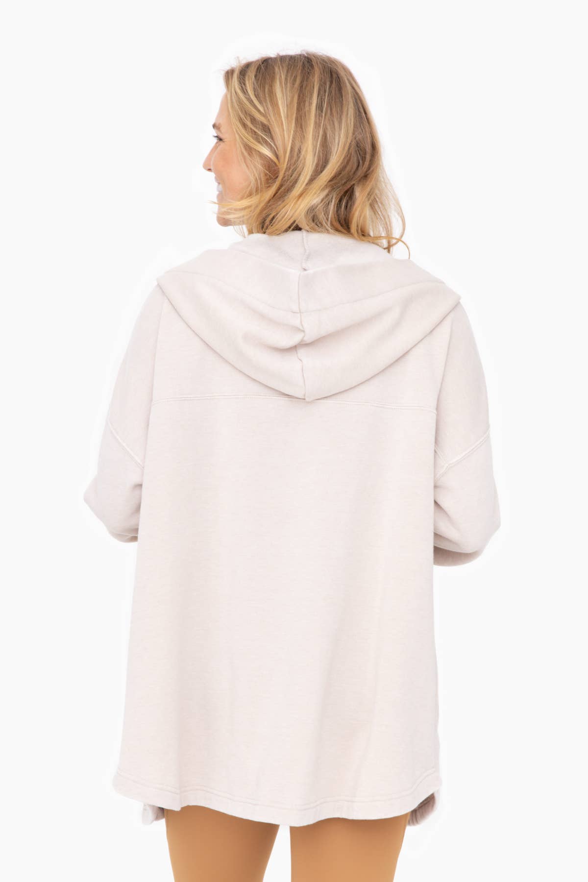 Everyday Flow Fleece Hooded Cardigan- Ivory