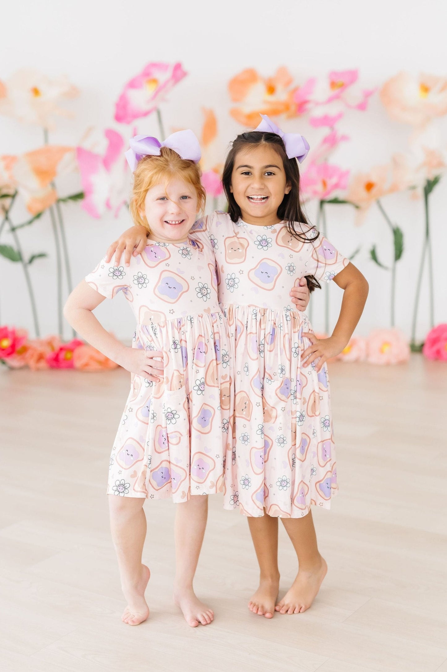 Peanut Butter Jelly Time Short Sleeve Pocket Twirl Dress
