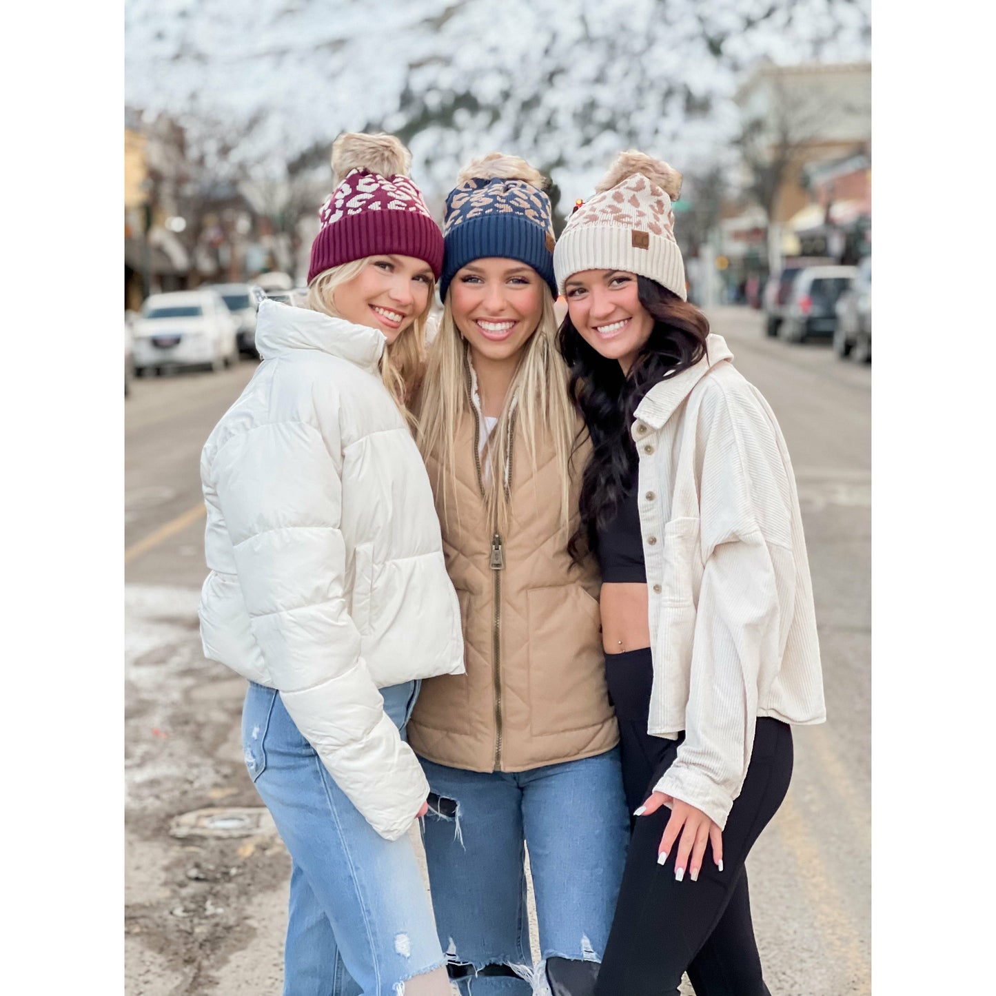 Snow Leopard Pom Beanie