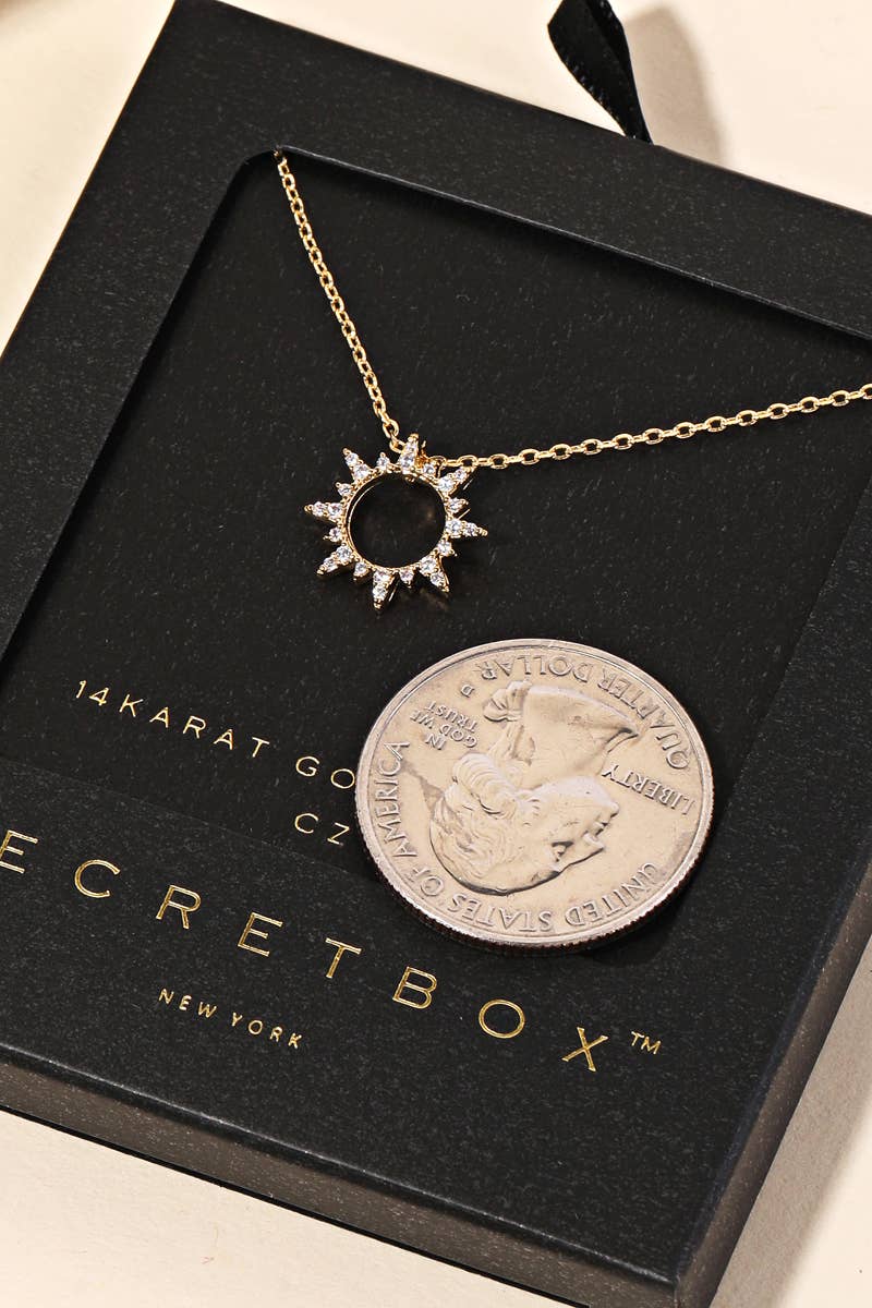 Secret Box Pave Sun Charm Necklace (NO BOX)