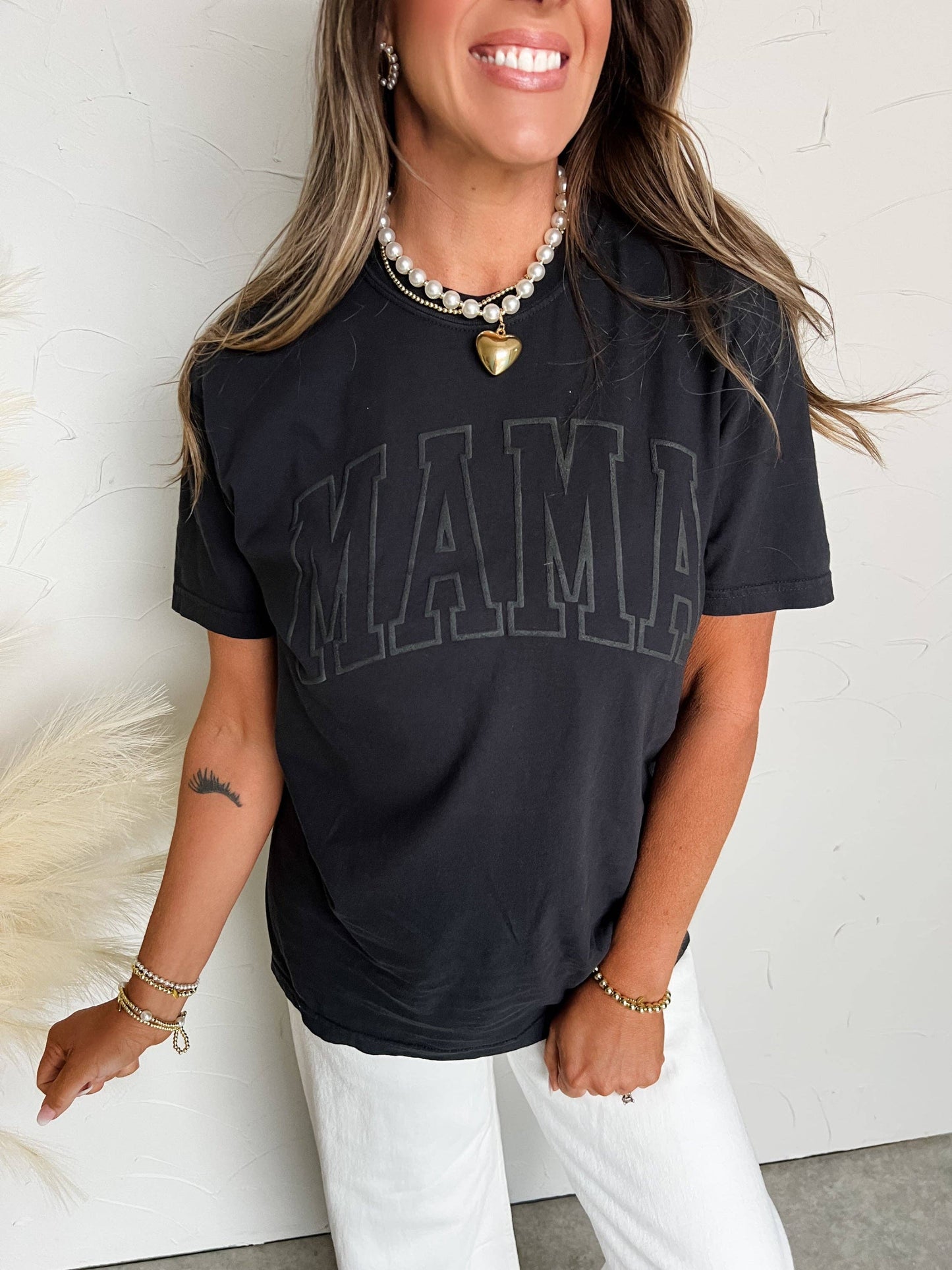 Mama Puff Letter Graphic Tee- Black (Size Small)