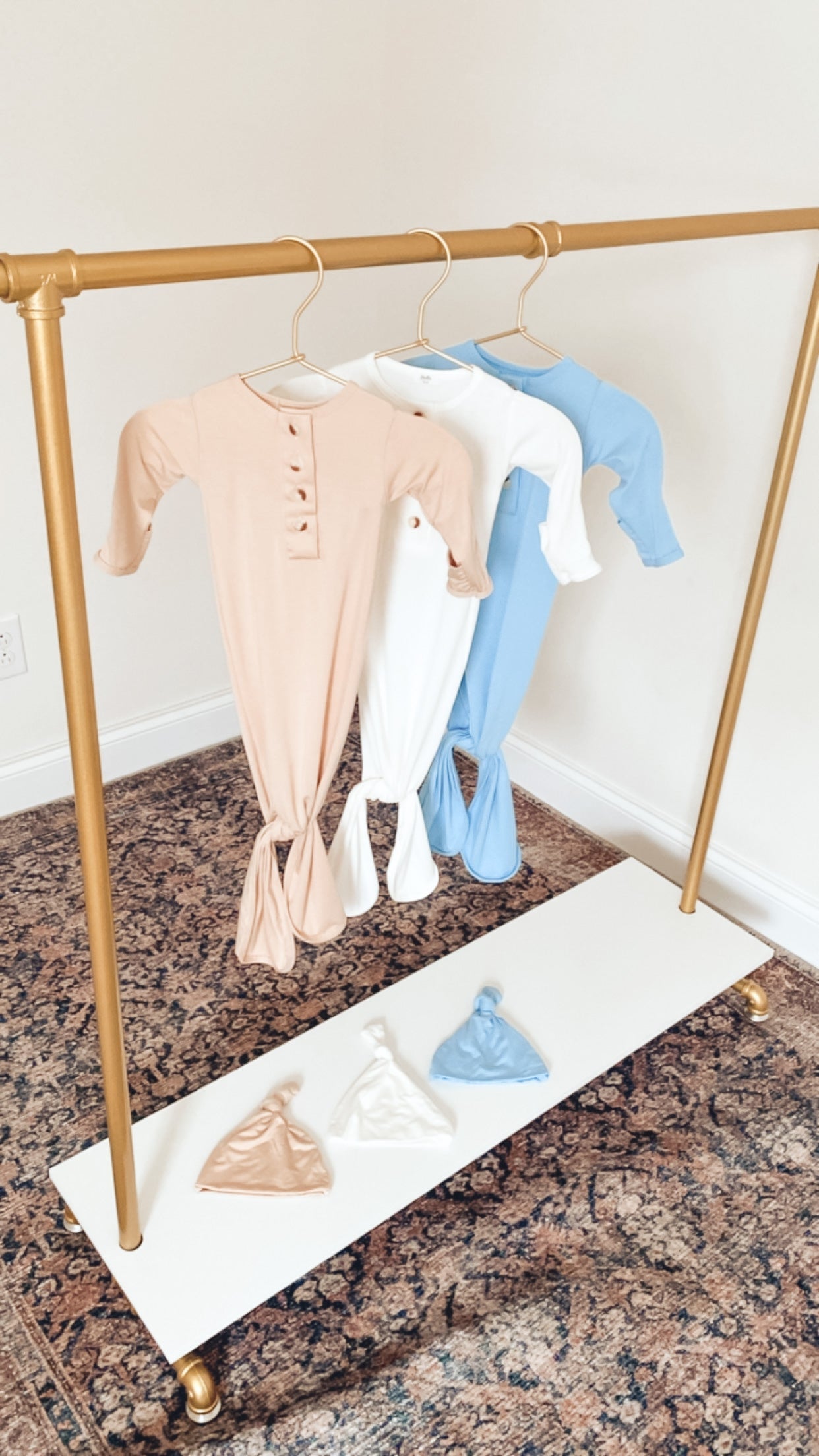 Baby Blue Newborn Knotted Gown & Hat Set