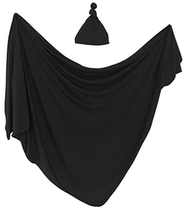 Black Swaddle Blanket and Hat Set