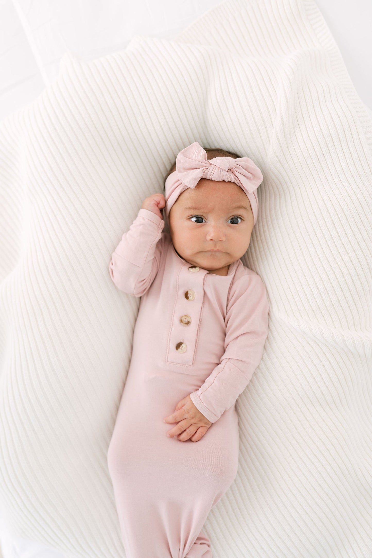 Dusty Rose 3-Piece Newborn Gown Set