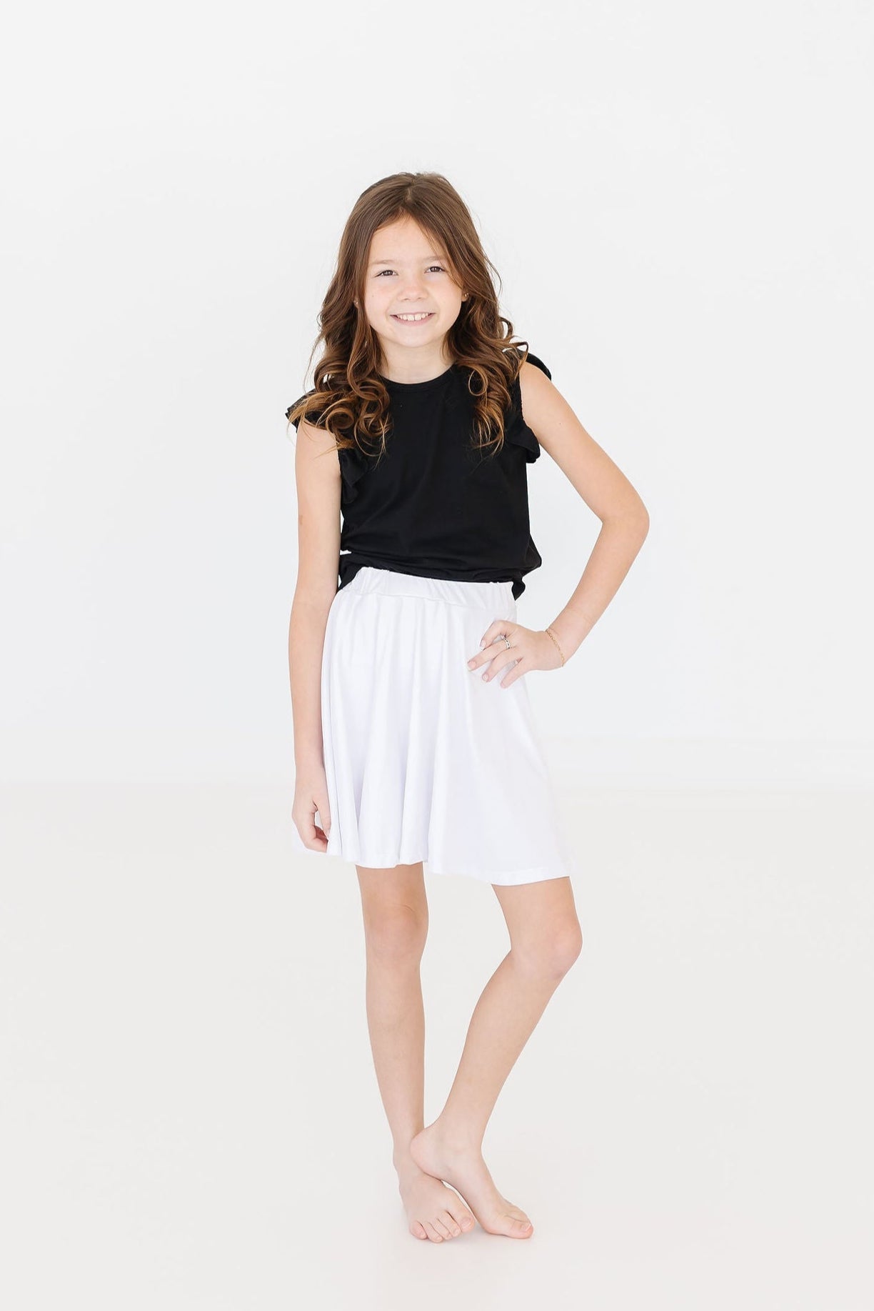 Black Short Sleeve Ruffle Tee