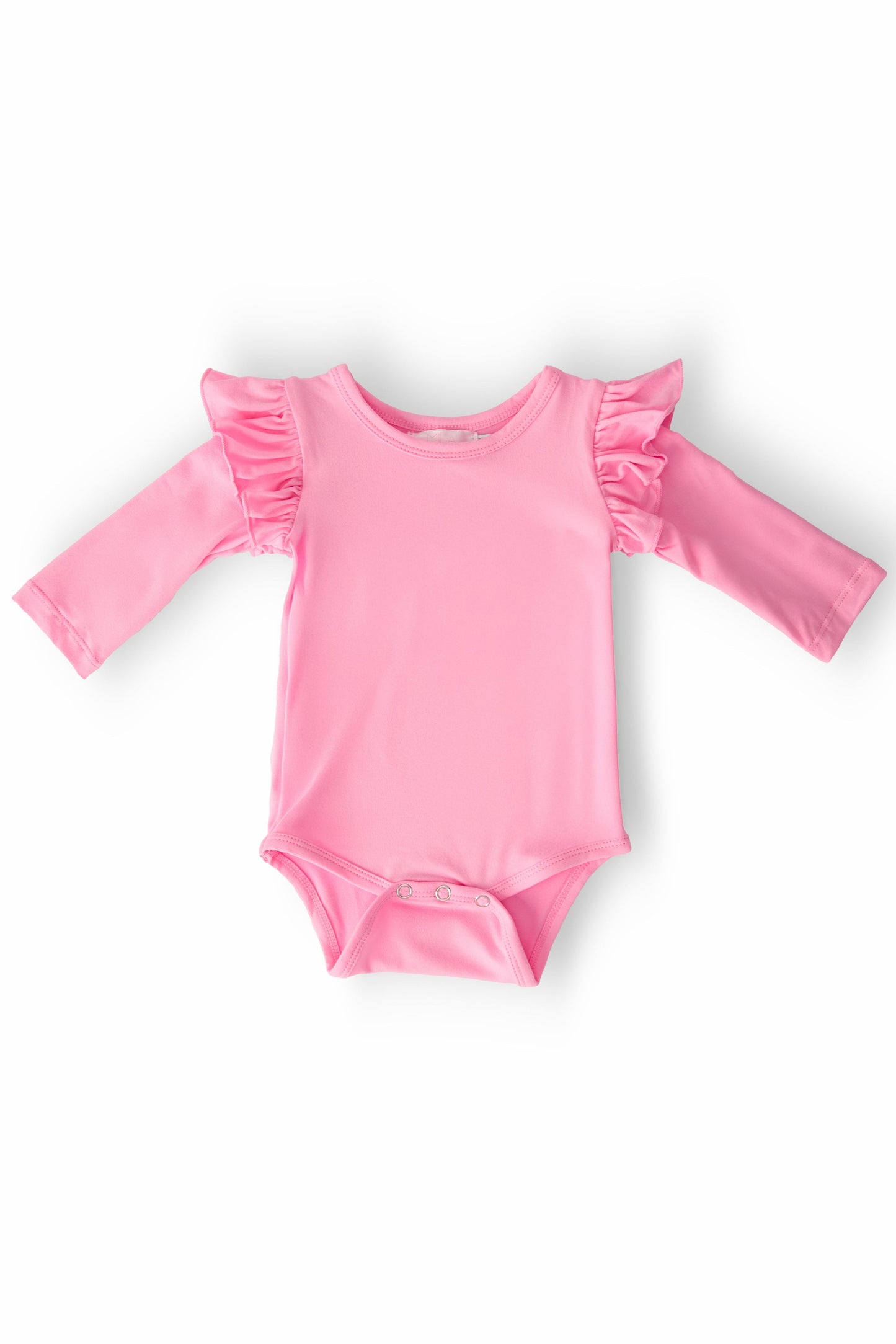Bubblegum Pink Long Sleeve Flutter Bodysuit