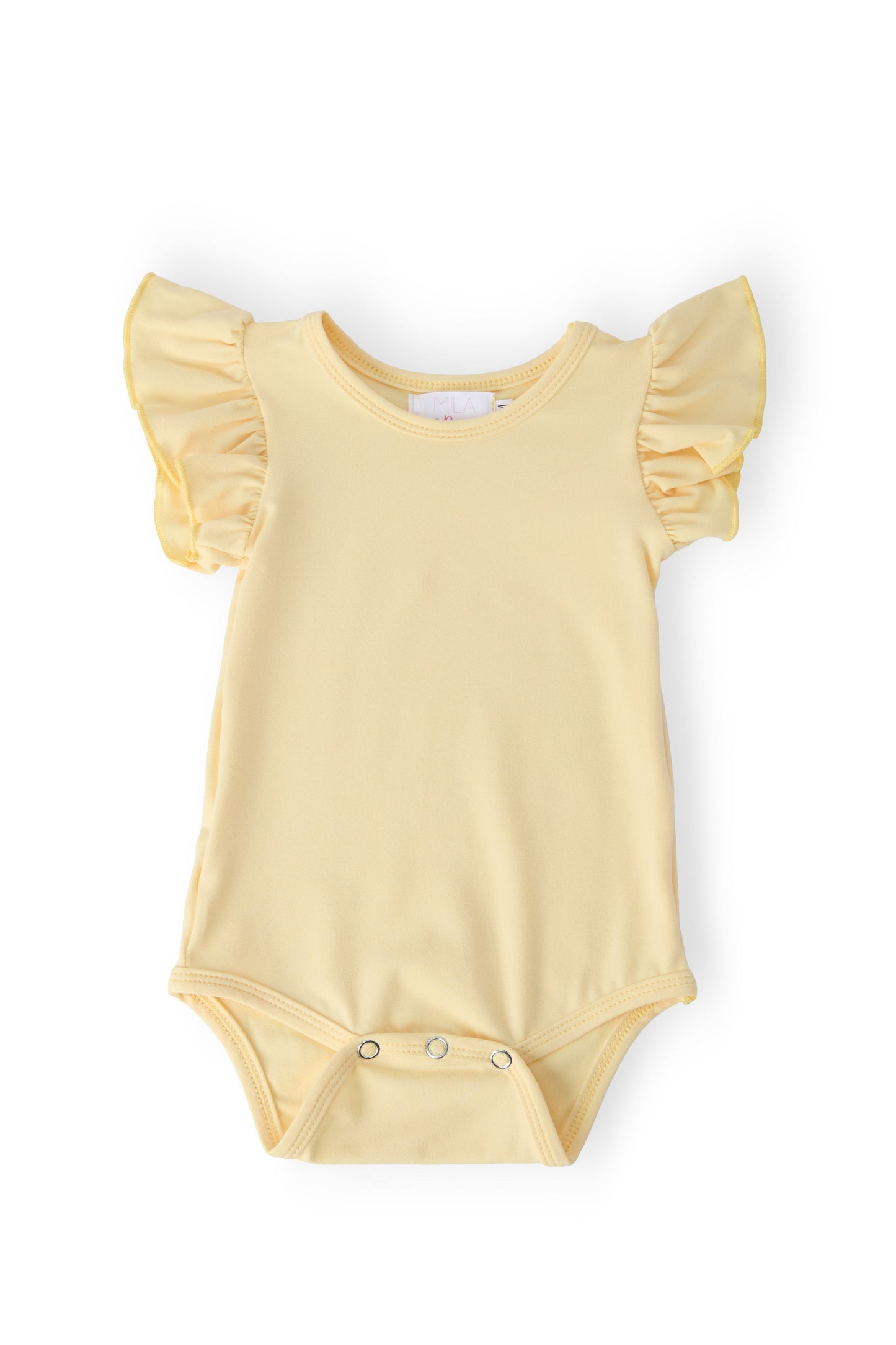 Butter Yellow Short Sleeve Flutter Bodysuit