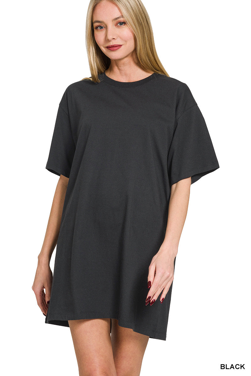 Running Errands T-Shirt Dress- Black (Size Small)