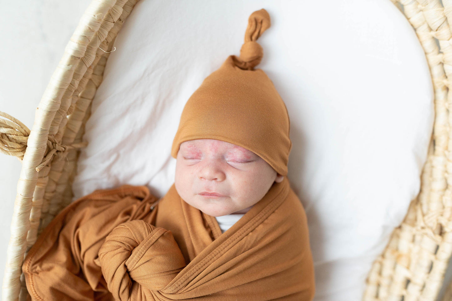 Camel Brown Swaddle Blanket and Hat Set